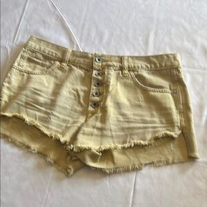 Free People Tan Jean Shorts Distressed Cut-Off Style